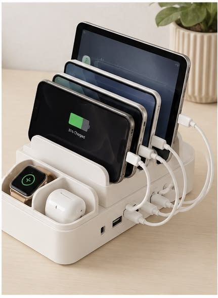 Multi-Device Charging Station Organizer