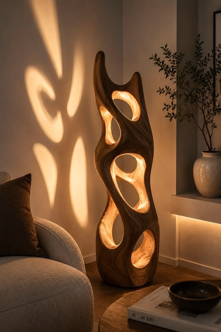 Carved wooden lamp with amazing shadows