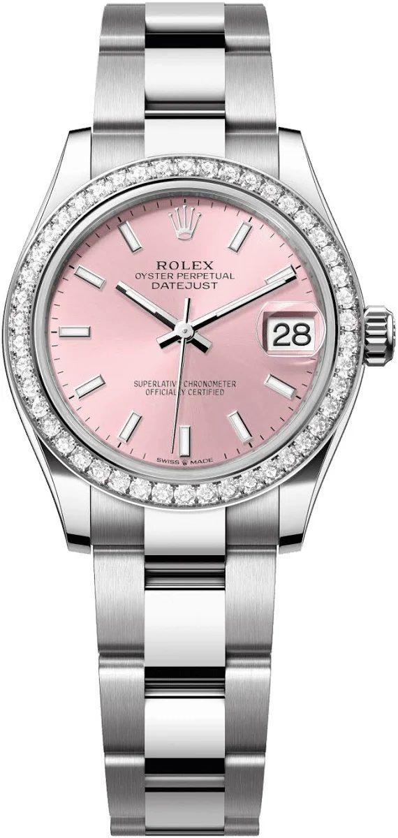 Rolex Datejust 31 mm Pink Dial with Diamonds Oystersteel and White Gold Oyster Bracelet