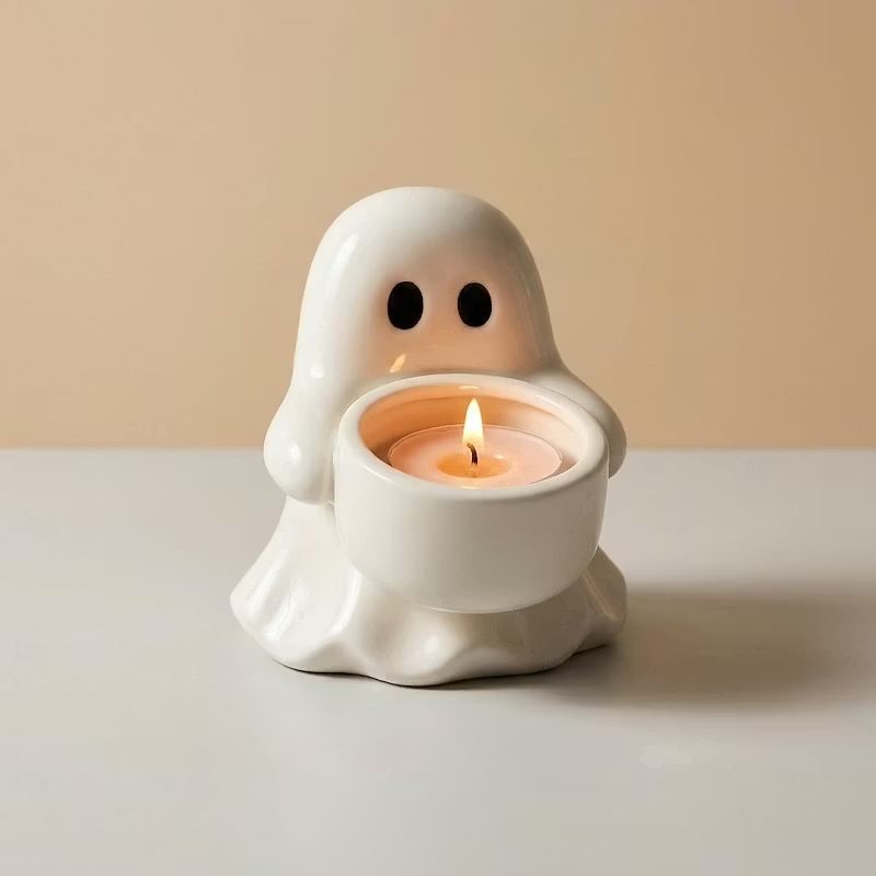 Ceramic ghost tealight candle holder