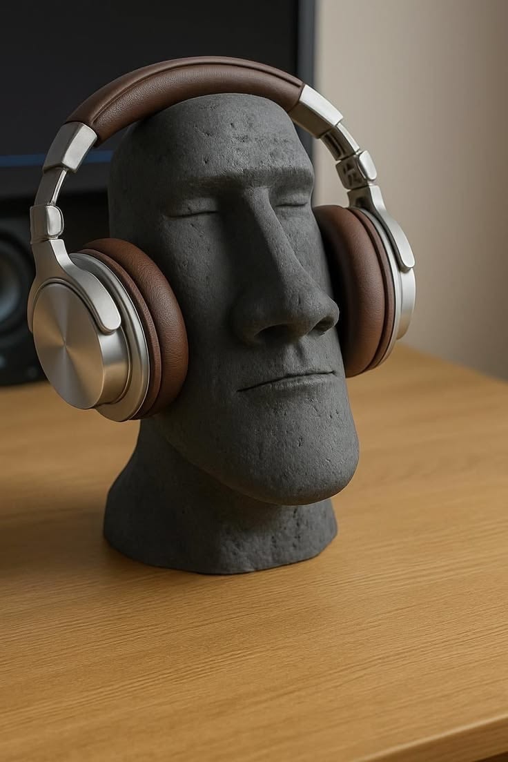 Easter island earphones stand