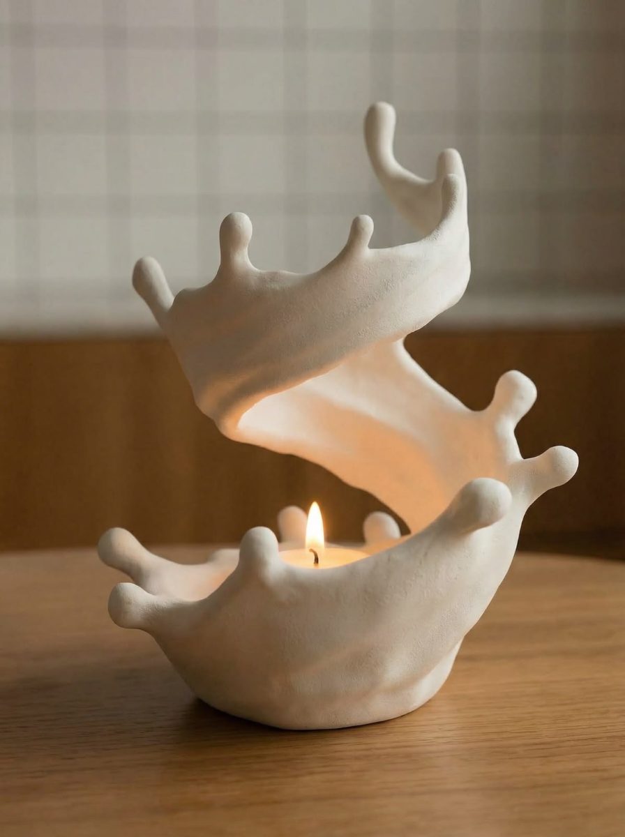 Splash-shaped candle holder