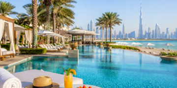 Luxury Dubai hotel day pass with infinity pool, private beach, cabanas and skyline views.