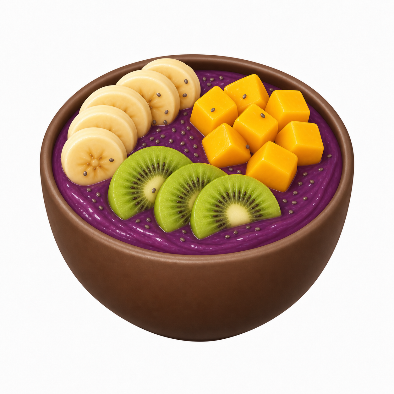 3D açaí bowl with banana, mango and kiwi